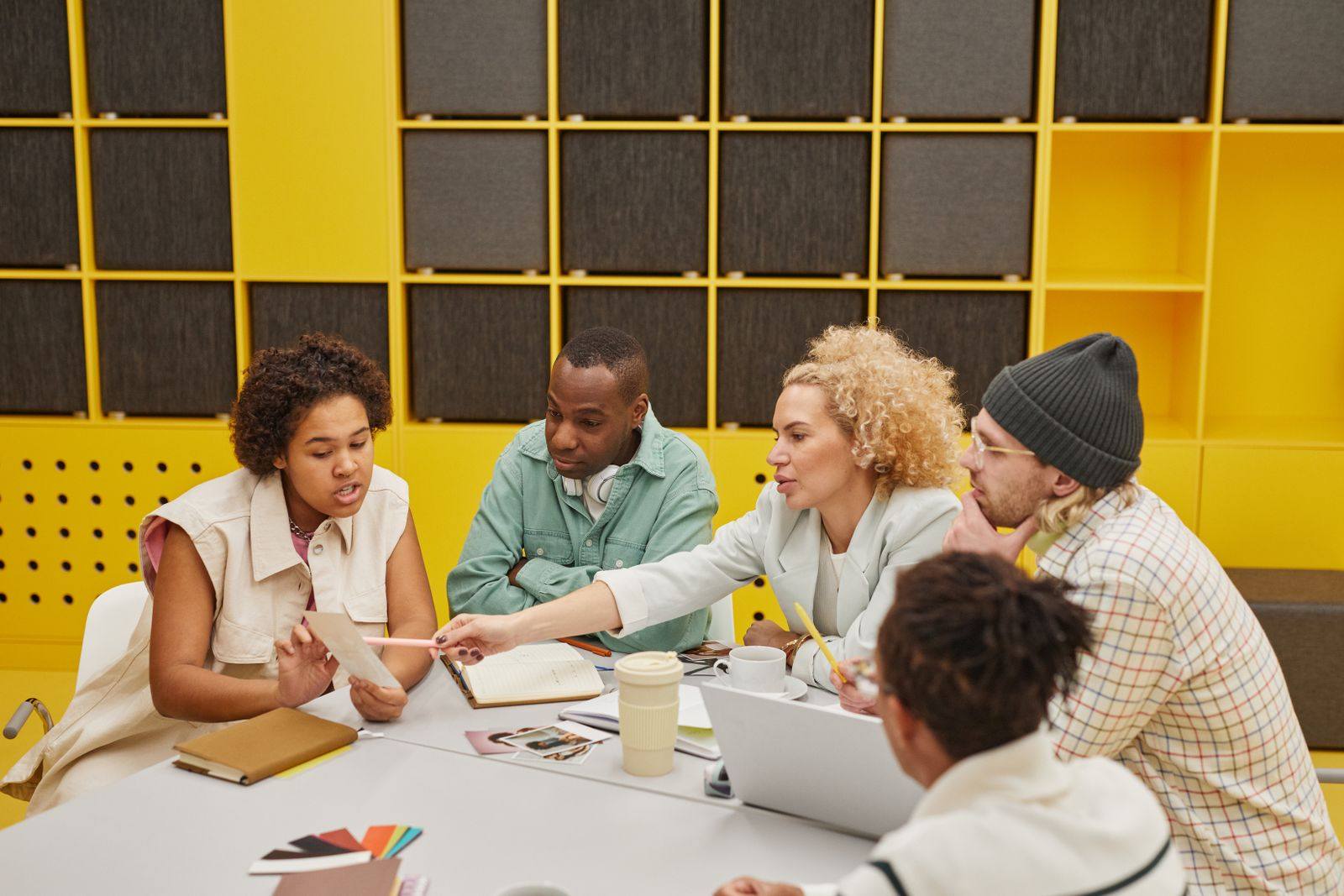A diverse team having a meeting in the office
