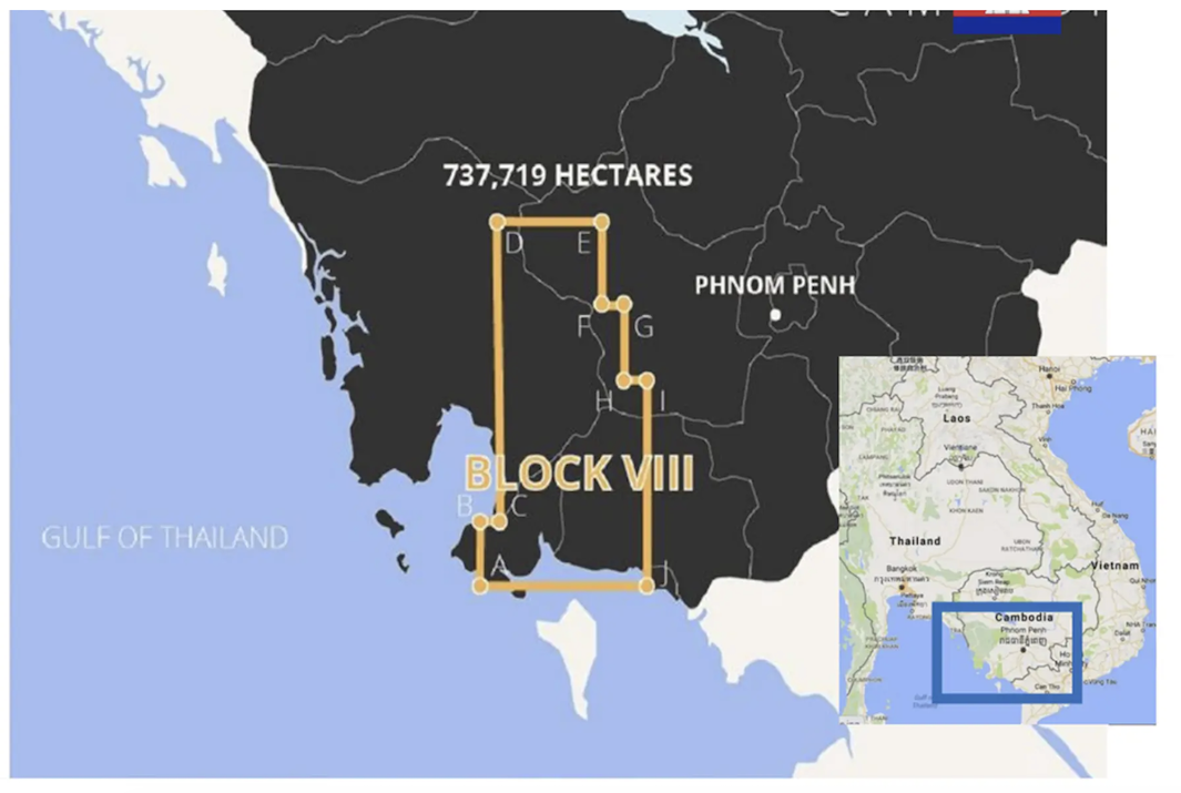 Map showing Angkor Resources' Block VIII project