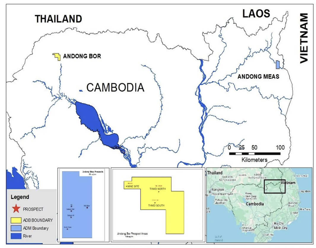 Location map of Angkor Resources' projects in Cambodia