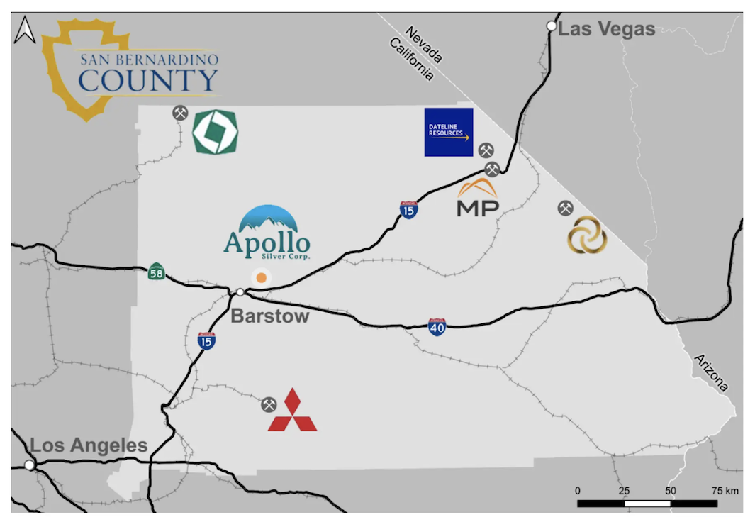 Map showing the exact location of Apollo Silver's Calico project