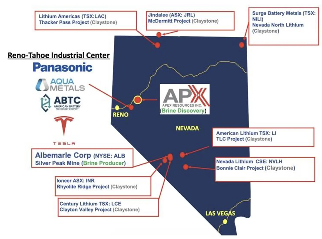 Map showing Apex Resources' assets and nearby projects