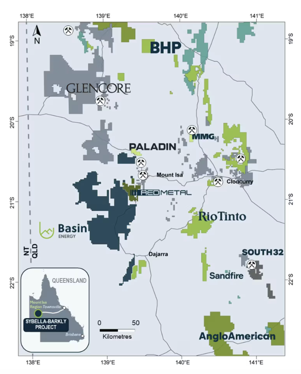 Map showing Basin Energy's project location in Queensland, Australia.