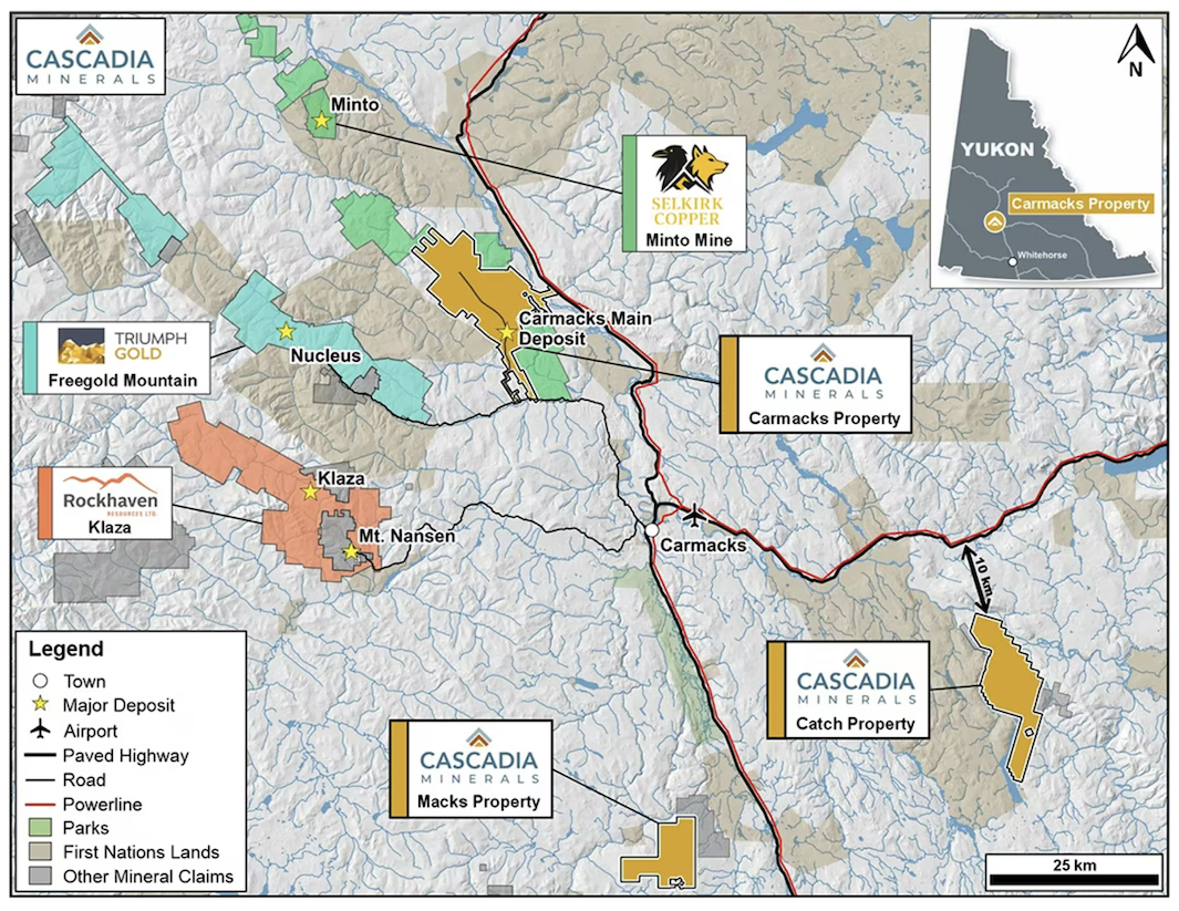 Map of Cascadia Minerals project locations