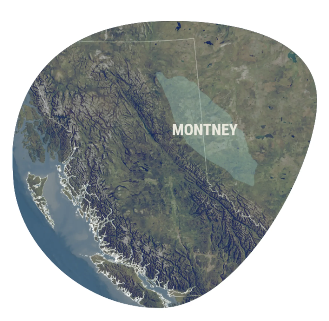 Aerial view of North America's landscape highlighting Coelacanth Energy's Two Rivers Montney development