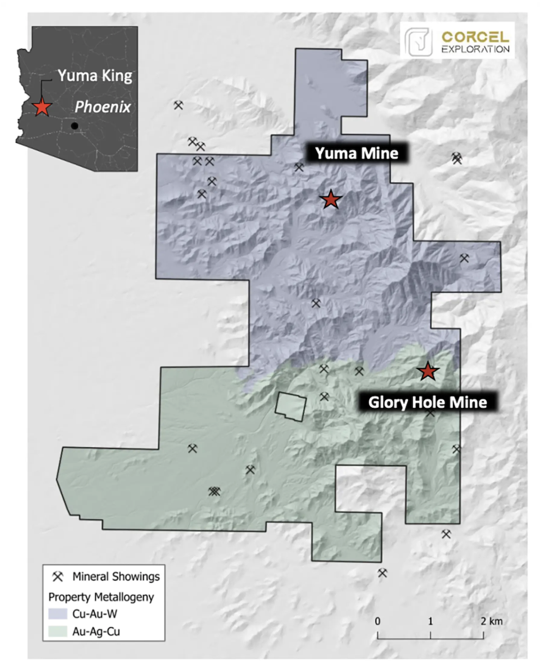 Map showing Corcel Exploration Yuma King copper-gold project