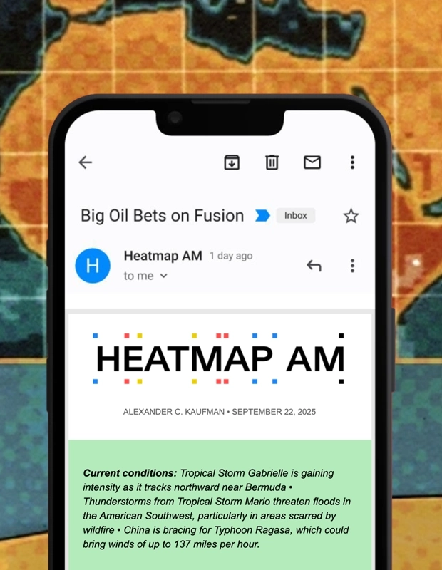 Heatmap News email newsletter on a mobile device showing ad placements