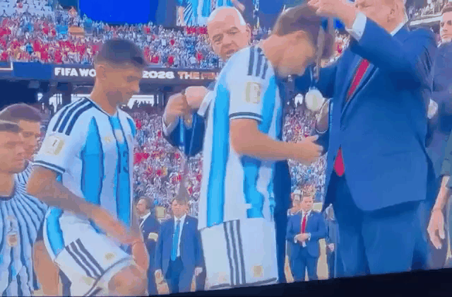 Argentina's Cristian Romero appears to snub Donald Trump during awkward World Cup final medal ceremony