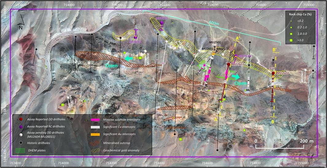 Map of Red Hill rock chip assays