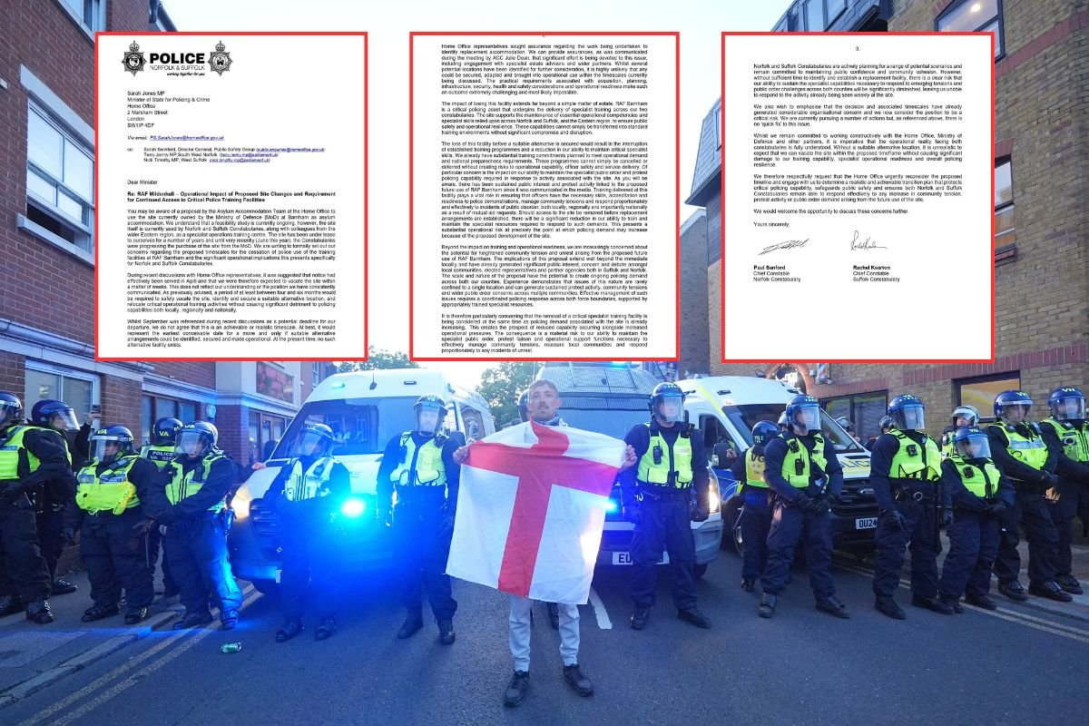 Police chiefs tell Home Office plan to house asylum seekers at RAF base poses ‘critical risk’ 
​