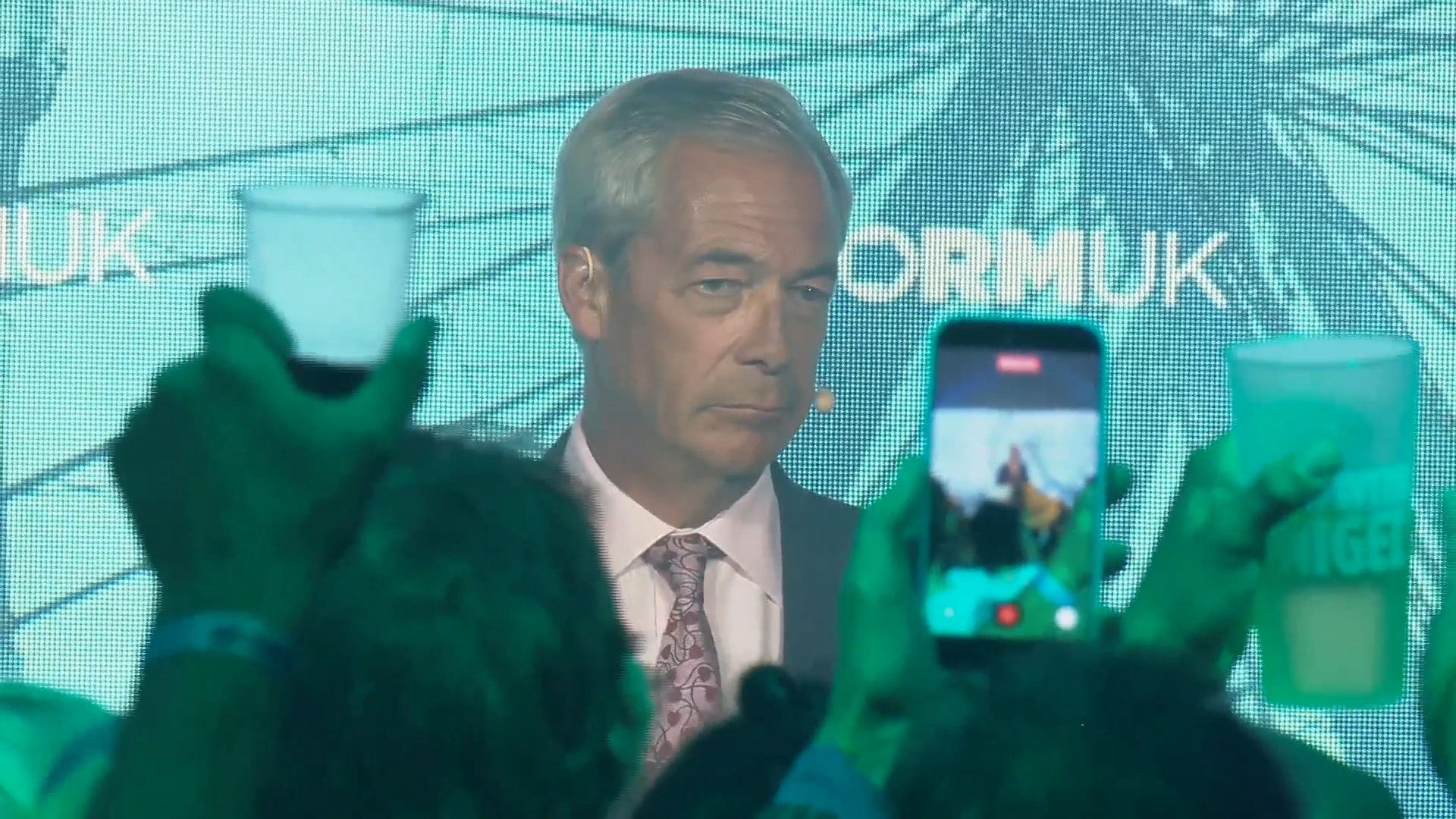Nigel Farage addressing cheering Clacton crowds after declaring by-election victory