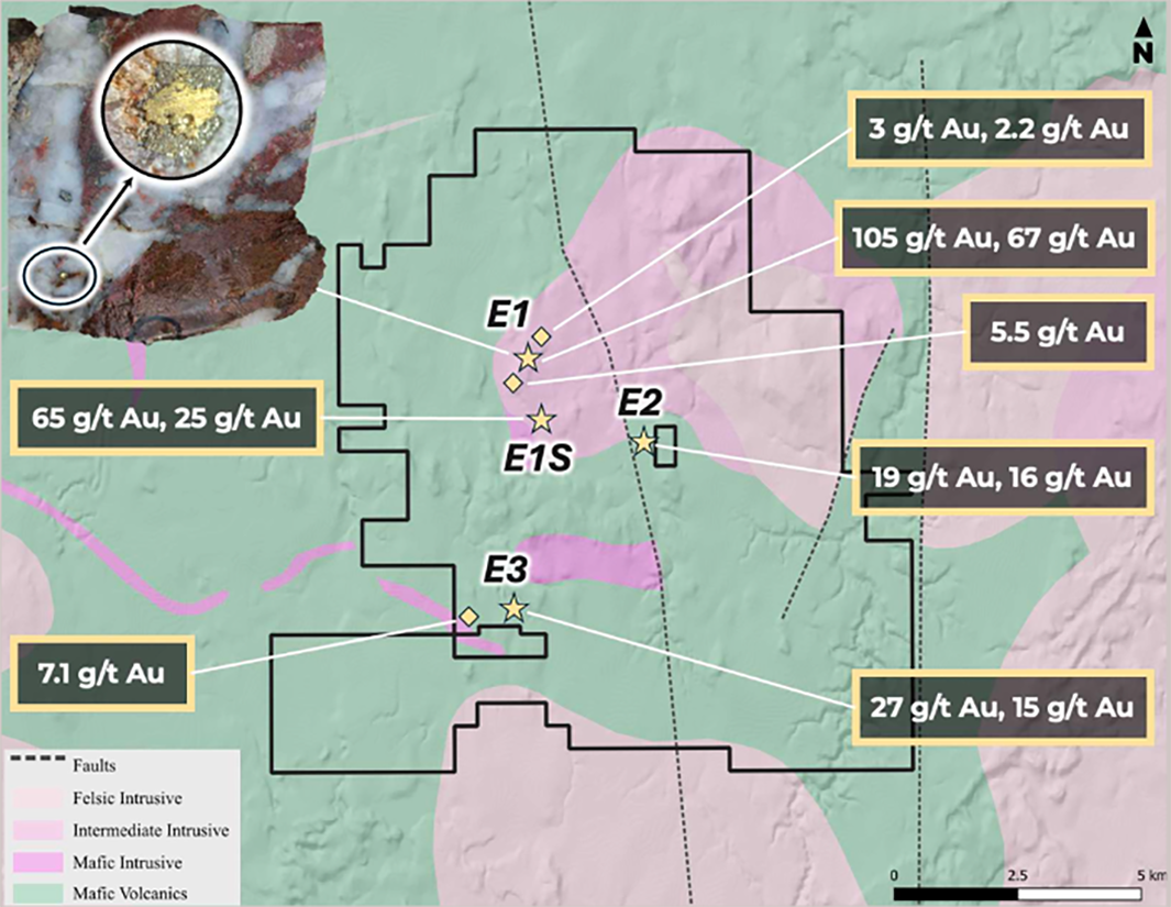 Goldera Exploration's Egan Gold Project highlighting exploration targets
