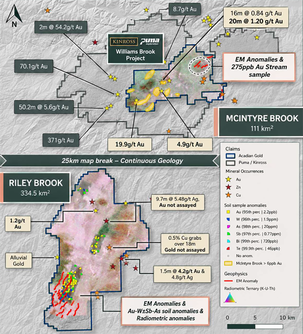 Goldera Exploration geological map of the William Brook Project, McIntyre Brook and Riley Brook mineral claims