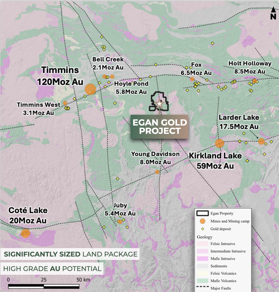 Goldera Exploration regional exploration map of the Egan Gold Project