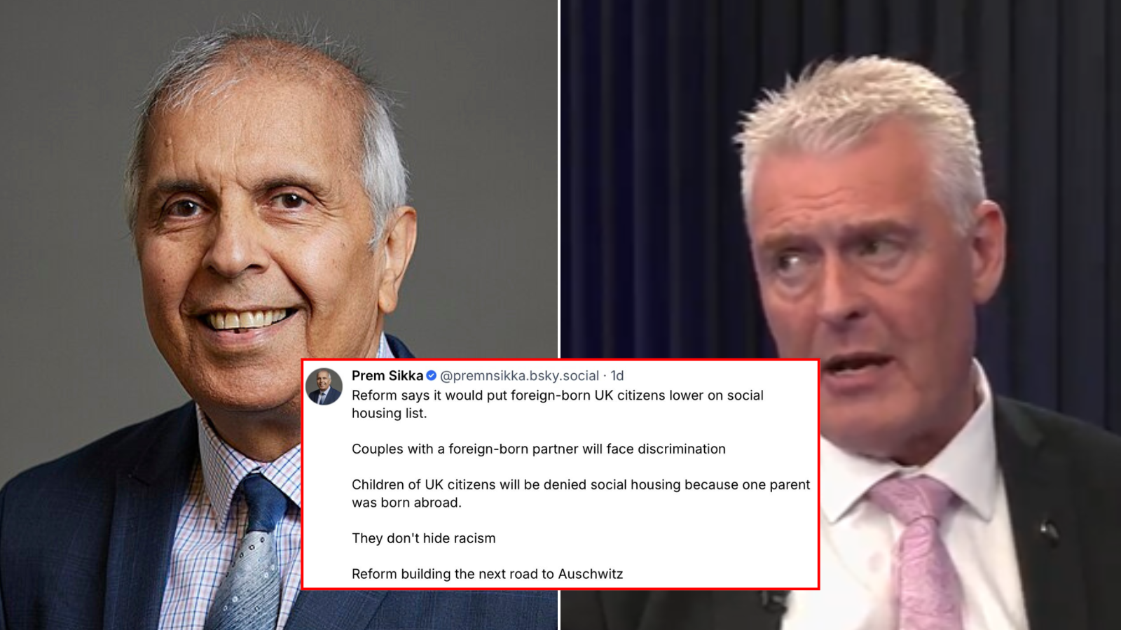 Labour peer accuses Reform of ‘building next road to Auschwitz’ by pledging to put British workers at front of social housing queue