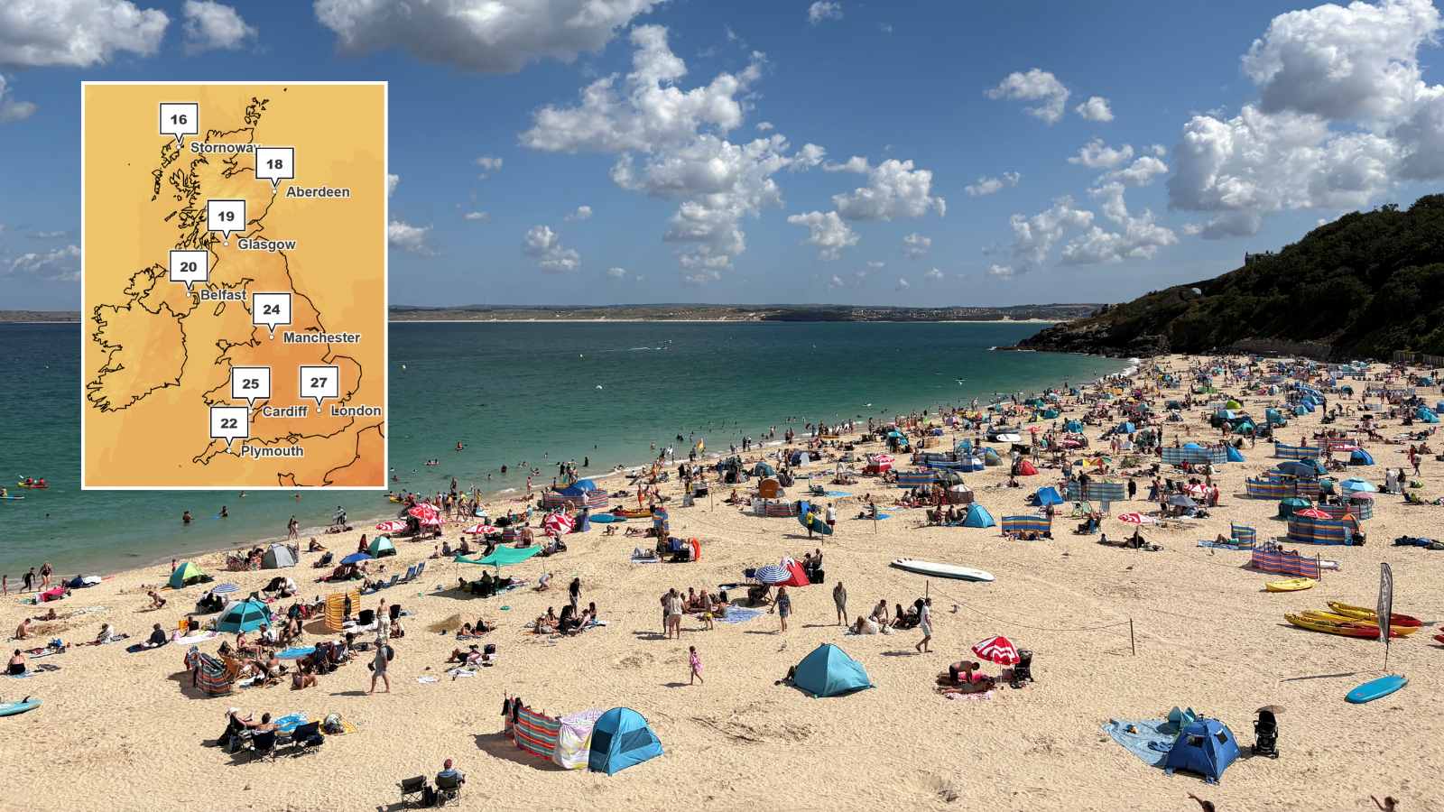 Britain set for highs of 27C this weekend as jet stream pushes rain northwards