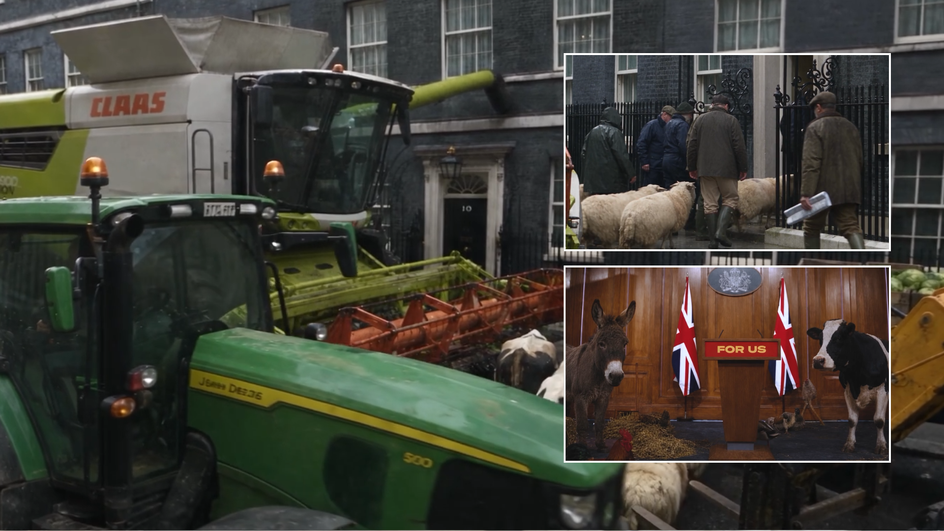 WATCH: Farmers and animals invade No10 in hilarious spoof video highlighting Labour policies hammering rural Britain
