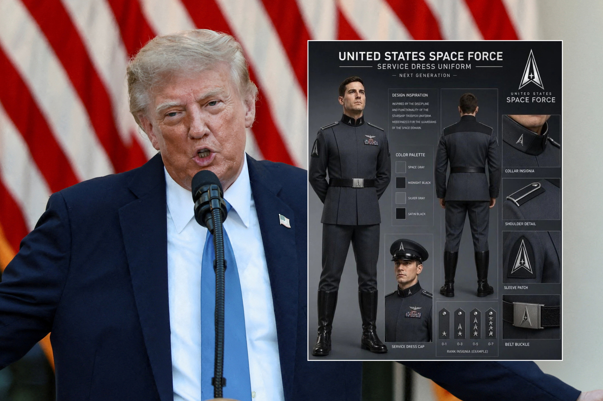 Donald Trump unveils United States Space Force uniform inspired by Star Wars
