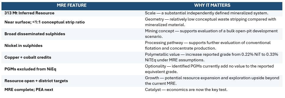 Bahia Metals' mining summary table showing Mangueiros Main — Mineral Resource Highlights