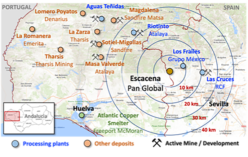 Pan Global Resources' flagship Escacena Project map