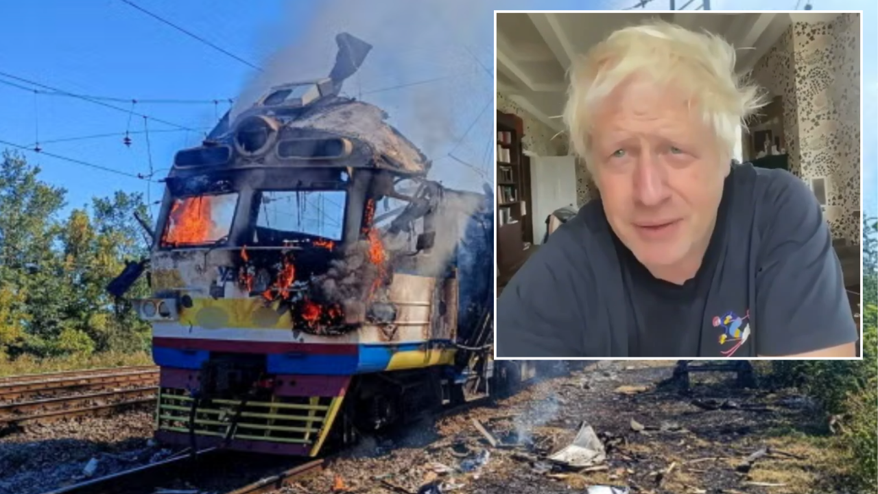 Boris Johnson accuses Vladimir Putin of ‘terrorist-style’ attacks after narrowly escaping Russian drone strike