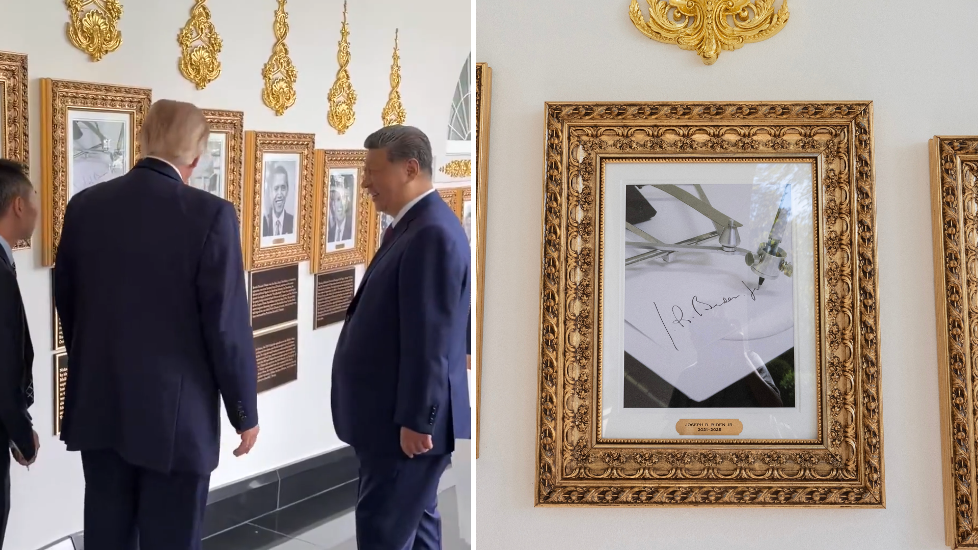 Xi Jinping laughs as Donald Trump shows him Joe Biden’s Autopen White House portrait