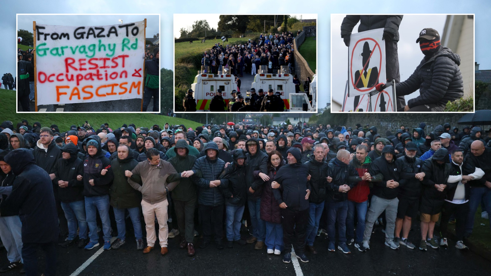 Orange Order parade descends into farce after protesters block historic unionist march going ahead