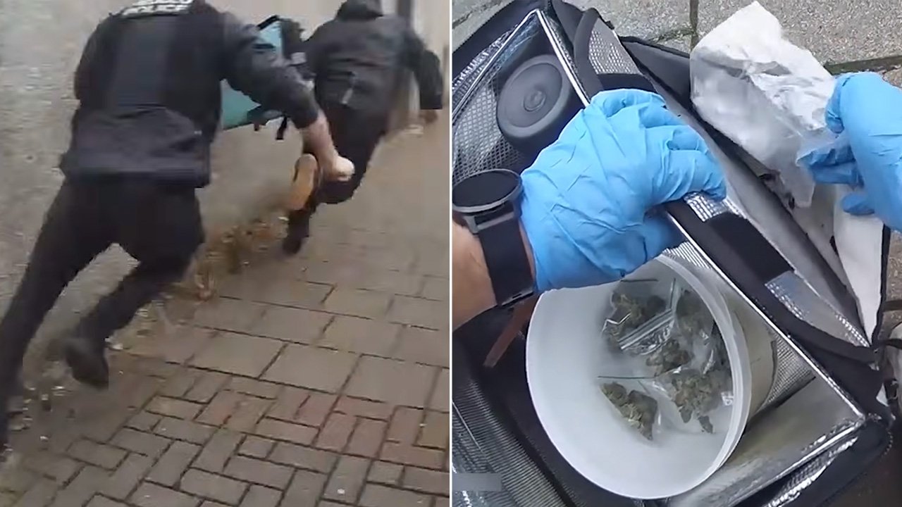 Watch the moment police officers tackle drug dealer posing as Deliveroo driver