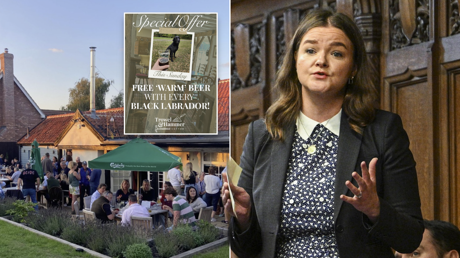Country pub offers free pint to black lab owners amid uproar over Labour minister's 'far-right fantasy' claim