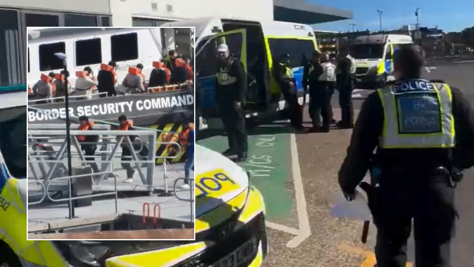 Anti-migrant protesters mobilising in UK seaside town as Channel dinghy heads for south coast