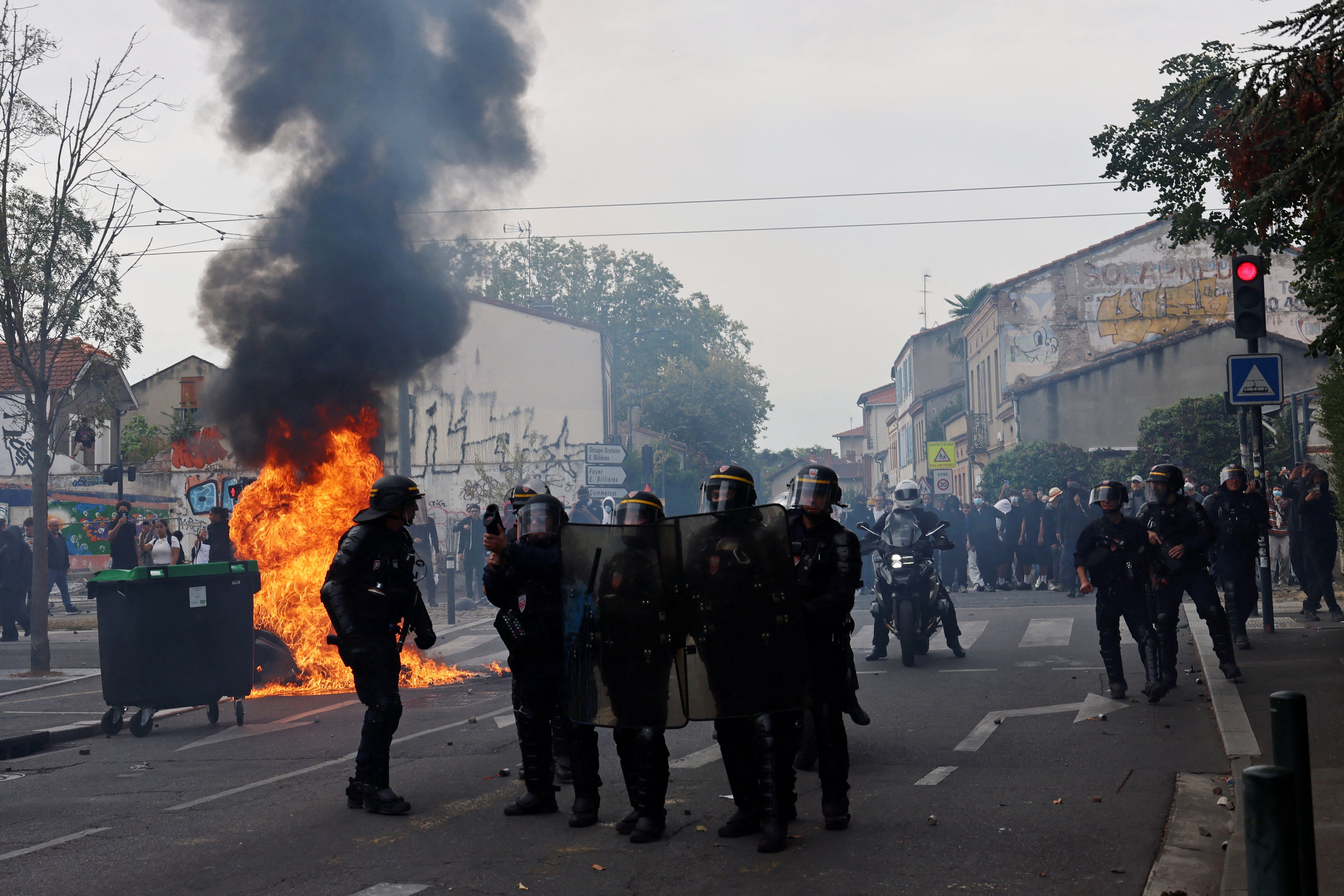 French boy's hand blown off during classroom riots as 500 schools forced to shut