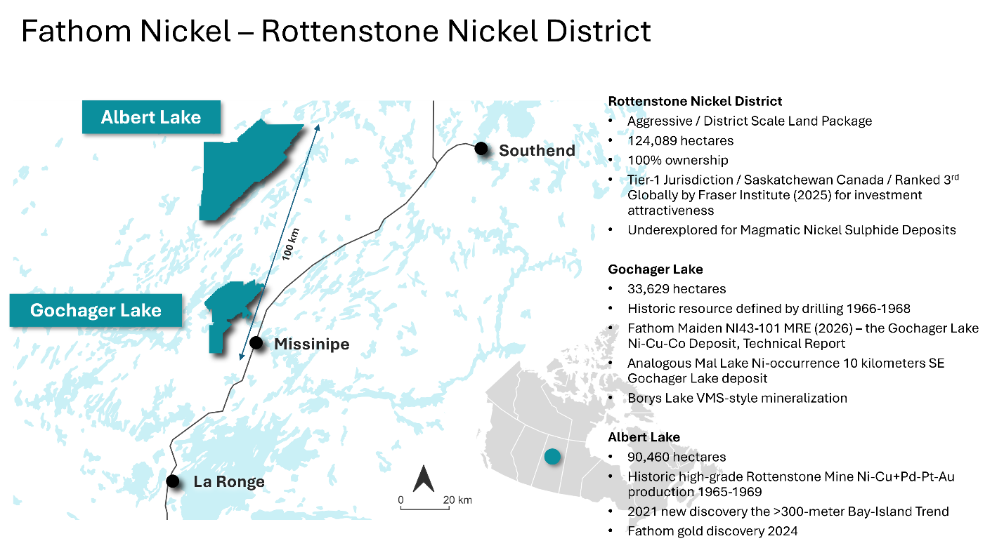 Regional map of Albert Lake, Gochager Lake, and Missinipe