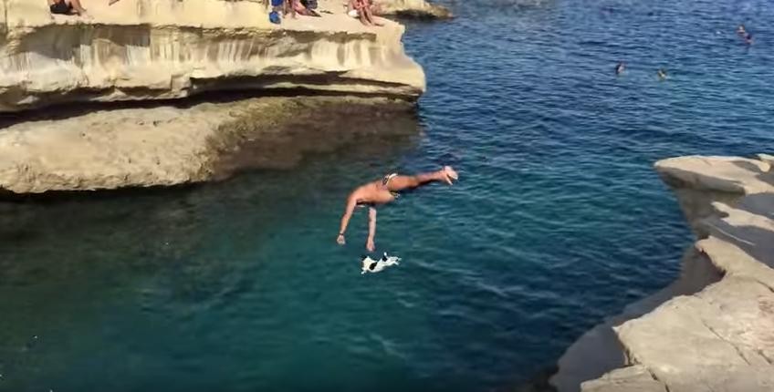Dog Jumps Off Cliffs With Her Dad — And Loves It