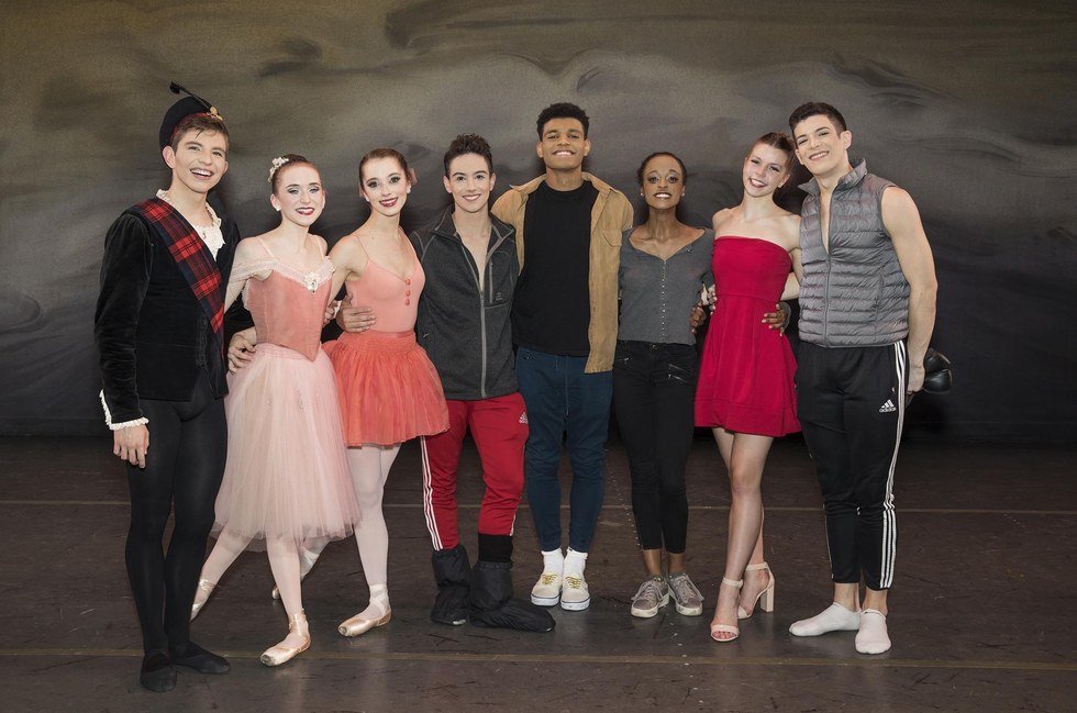 Five young girls wait in line to go auditioning for the School of American  Ballet (SAB), in the New York Borough of Queens, NY, on April 19, 20155.  With no previous dance